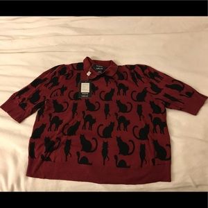 NWT ModCloth x Collectif Burgundy Cat Sweater US14